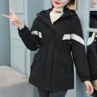 Hooded Contrast Trim Padded Coat