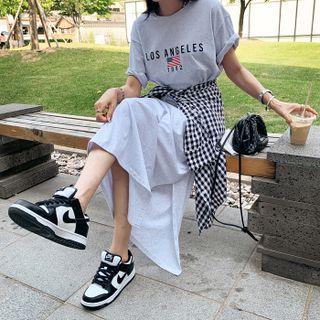 Letter Printed Maxi T-shirt Dress