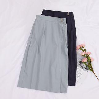 Tomoko - Plain A-line Midi Skirt