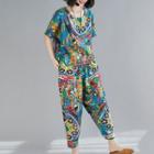 Short-sleeve Print T-shirt + Straight-fit Pants