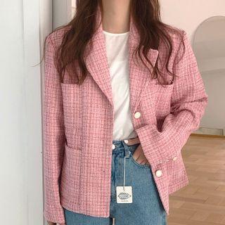 Plaid Single-breasted Cropped Blazer