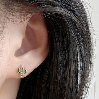 Rhinestone Cactus Stud Earring
