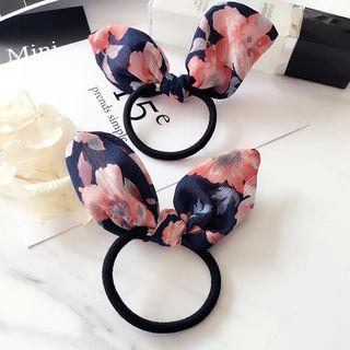 Printed Bow Accent Hair Tie