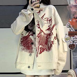 Face Print Denim Jacket
