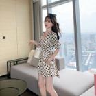 Short-sleeve Dotted V-neck Romper