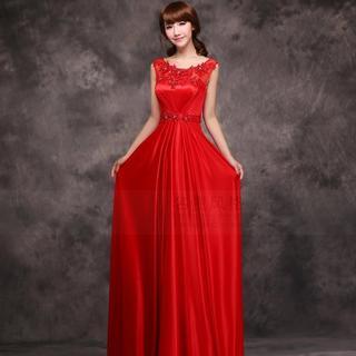 Sleeveless Lace Sheath Evening Gown