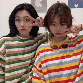 Short Sleeve Striped Boxy T-shirt