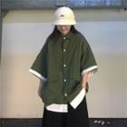 Mock Two Piece Short Sleeve Shirt Army Green - One Size