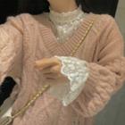 Lace Long-sleeve Top / Cable Knit Sweater