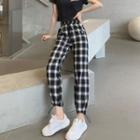 Plaid Drawstring-cuff Sweatpants