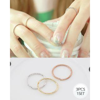 Set Of 3: Embossed Adjustable Slim Ring