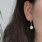 925 Sterling Silver Faux Pearl Earring 0842 - White & Gold - One Size