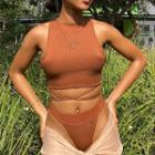 Set: Sleeveless Strappy Crop Top + Bottom