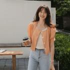 Square-neck Puff-sleeve Crop Jacket Orange - One Size