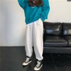 High-waist Embroidered Fleeced Sweatpants