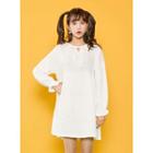 Tie-neck Frill-cuff A-line Dress