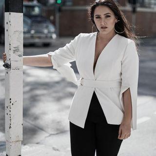 Plus Size Tie Waist Blazer