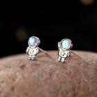 Astronaut Stud Earring 1 Pair - Silver - One Size