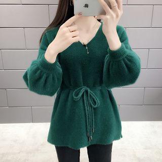 V-neck Tie-front Sweater
