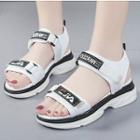 Lettering Velcro Platform Mesh Sandals