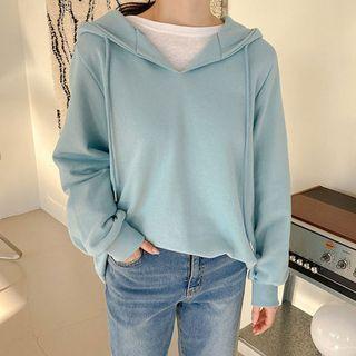 V-neck Boxy Hoodie