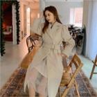 Puff-shoulder Wool Blend Coat With Belt Ivory - One Size