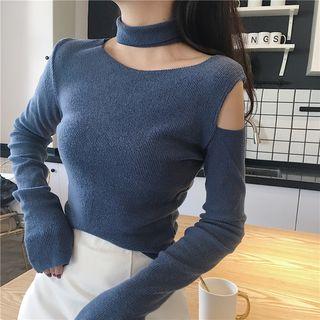 Cutout Choker Knit Top