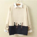 Color-block Embroidered Sweater