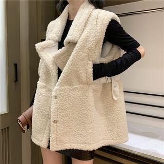 Fleece Buttoned Vest As Shown In Figure - One Size