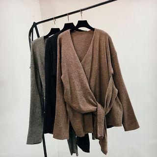 Asymmetrical Tie-front Sweater