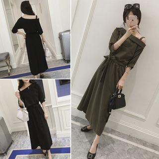 Off-shoulder Elbow-sleeve Dress