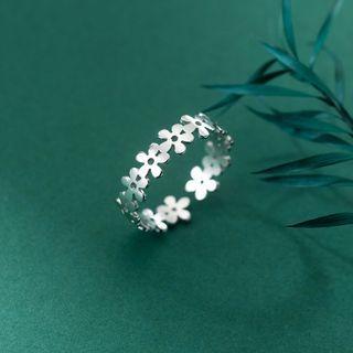 Flower Sterling Silver Open Ring 1 Piece - S925 Silver - Silver - One Size