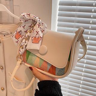 Geometric Print Panel Flap Crossbody Bag