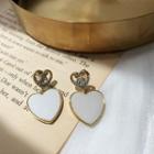 Rhinestone Heart Dangle Earring 1 Pair - Gold & Silver - One Size