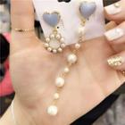 Heart Faux-pearl Non-matching Earrings