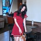 Fringe Trim Short-sleeve A-line Dress