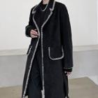 Contrast Trim Button-up Long Coat