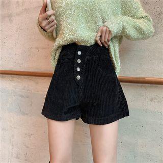 High-waist Corduroy Wide-leg Shorts