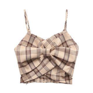 Plaid Camisole Top Plaid - Coffee & Almond - S