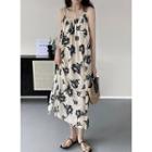 Spaghetti Strap Floral Midi Sundress / Pointelle Knit Cropped Cardigan / Set