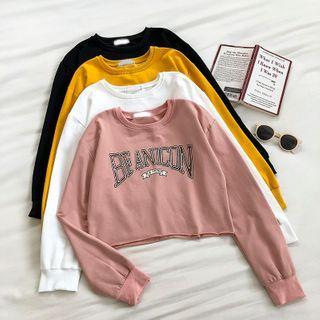 Lettering Print Crewneck Loose-fit Sweatshirt