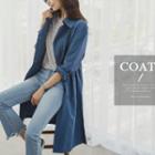 Button-side Long Trench Coat