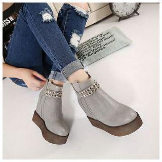 Studded Hidden Wedge Ankle Boots