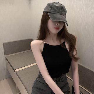 Faux Pearl Strap Camisole Top