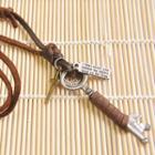 Faux Leather Key Pendant Necklace Brown - One Size