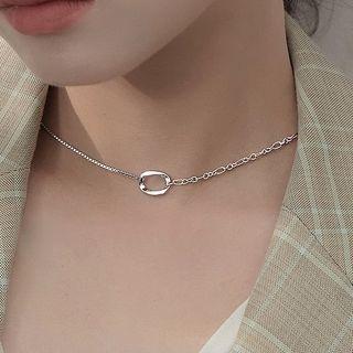 Oval Pendant Sterling Silver Choker
