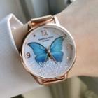 Stainless Steel Strap Butterfly Watch