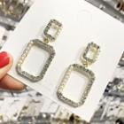 Rhinestone Faux Pearl Square Dangle Earring As Shown In Figure - One Size