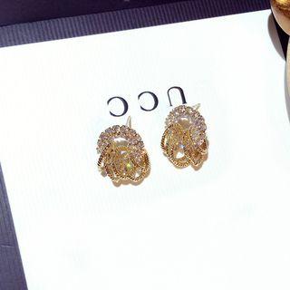 925 Sterling Silver Rhinestone Multi-hoop Dangle Earring