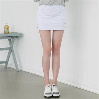 Inset-shorts Snap-button Detail Skirt